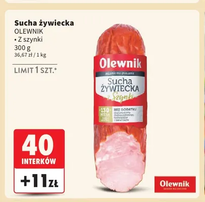 Kiełbasa sucha żywiecka z szynki Olewnik promocja w Intermarche