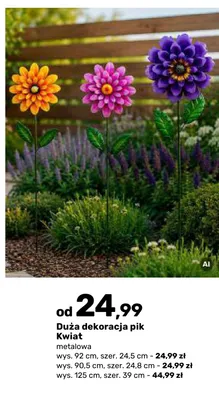 Duża dekoracja pik Kwiat metalowa 92 cm promocja w Bricomarche