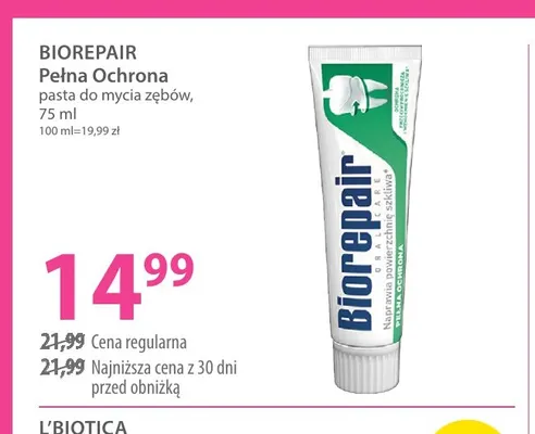 Pasta do mycia zębów Biorepair Pełna Ochrona promocja w Hebe