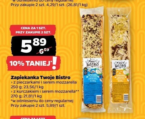 Zapiekanka z pieczarkami i serem mozzarella Twoje Bistro promocja w Netto