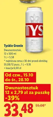 Piwo Tyskie Gronie 12-pak 500 ml promocja w Lidl