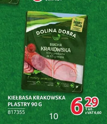 Kiełbasa krakowska sucha plastry Dolina Dobra promocja w Selgros
