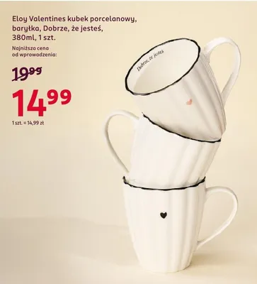Kubek Eloy Valentines porcelanowy, baryłka, Dobrze, że jesteś, 380ml, 1 szt. promocja w Rossmann
