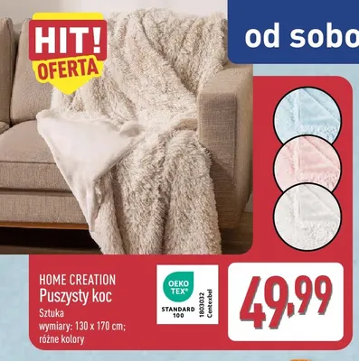 Puszysty koc Home Creation 130x170 cm promocja w Aldi