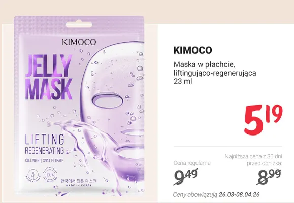 Maska w płachcie, liftingująco-regenerująca promocja w Rossmann