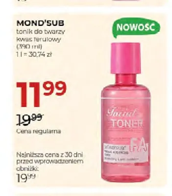 Tonik do twarzy kwas ferulowy Mond'Sub promocja w Drogerie Jawa