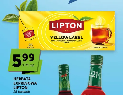 Herbata czarna expresowa Lipton Yellow Label 25 torebek promocja w Groszek