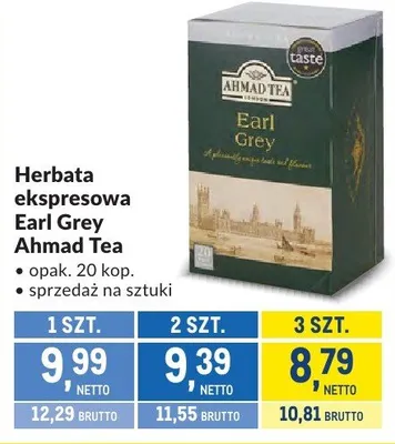 Herbata ekspresowa Earl Grey Ahmad Tea promocja w Makro