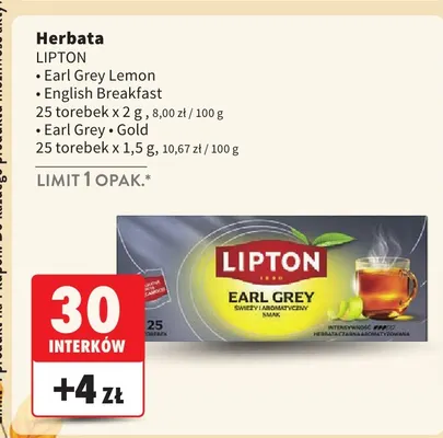 Herbata Earl Grey Lipton promocja w Intermarche