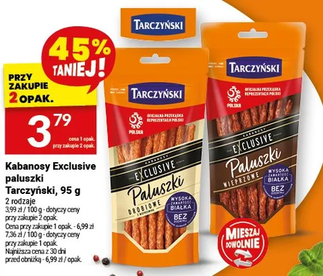 Kabanosy Exclusive paluszki Tarczyński, 95 g promocja w Twój Market