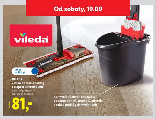 Zestaw do mycia podłóg z mopem Vileda Ultramax ONE promocja w Lidl
