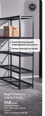 Regał metalowy czarny z kratą promocja w Castorama