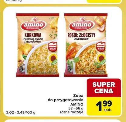 Zupa Amino kurkowa z prażoną cebulką i szczypiorkiem promocja w Carrefour Express