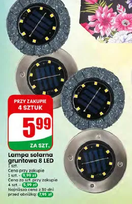 Lampa solarna gruntowa 8 LED promocja w Dino