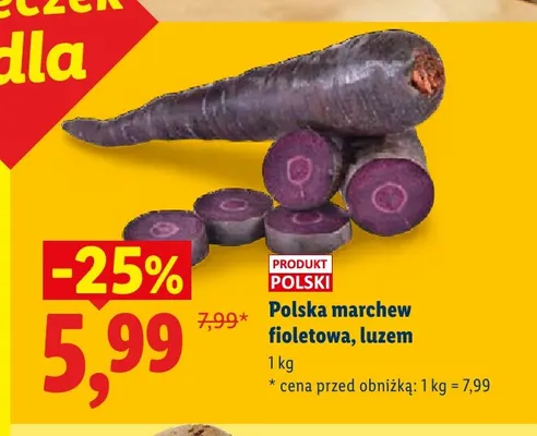 Marchew fioletowa polska luzem promocja w Lidl