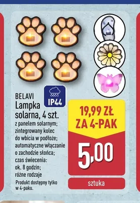 Lampka solarna BELAVI 4-pak promocja w Aldi