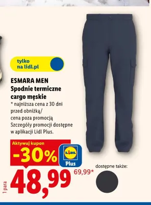 Spodnie termiczne cargo męskie promocja w Lidl