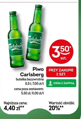 Piwo carlsberg butelka bezzwrotna promocja w Żabka