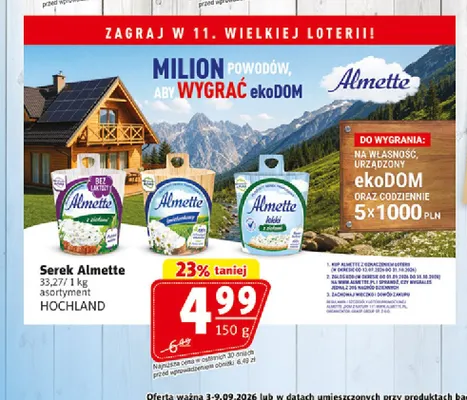 Serek Almette śmietankowy promocja w Prim Market