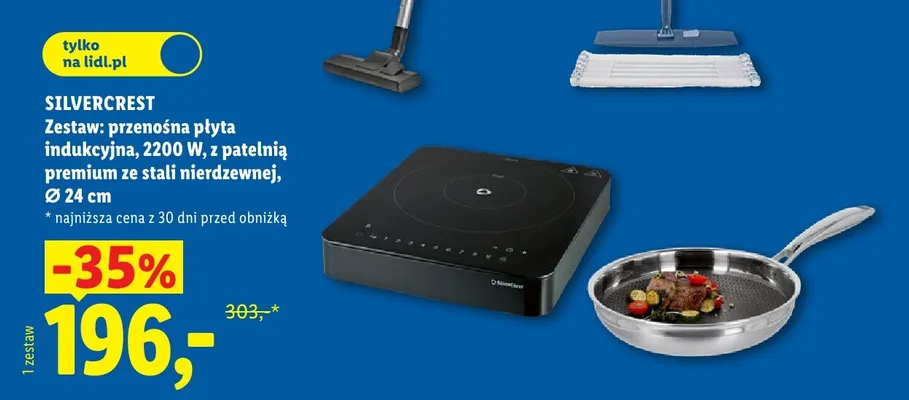 Zestaw przenośna płyta indukcyjna Silvercrest + patelnia premium ze stali nierdzewnej promocja w Lidl