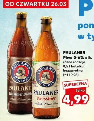Piwo 0-6% alk. różne rodzaje butelka bezzwrotna promocja w Kaufland