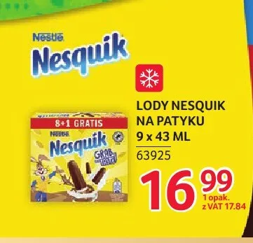 Lody Nesquik na patyku 9-pak 43 ml promocja w Selgros