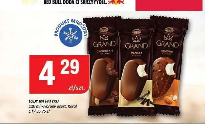 Lody na patyku Grand Chocolate Koral promocja w Chorten