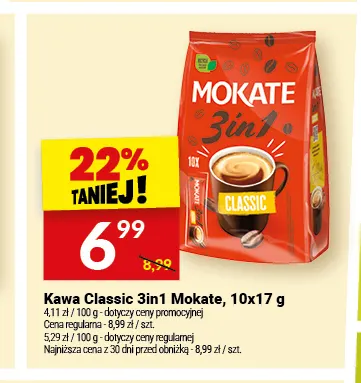 Kawa rozpuszczalna Classic 3in1 Mokate promocja w Twój Market