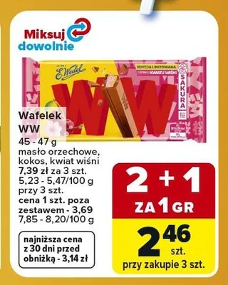 Wafelek WW E.Wedel kokos promocja w Carrefour Express