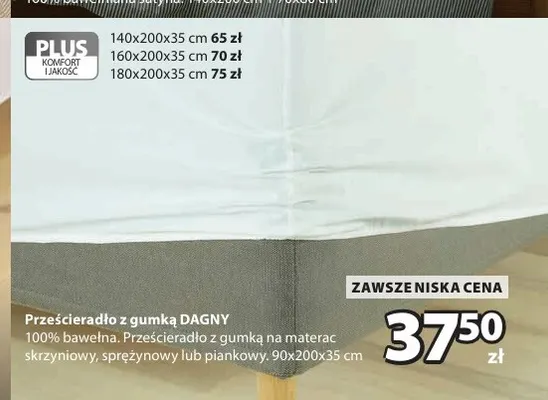 Prześcieradło z gumką Dagny 160x200x35 cm promocja w Jysk