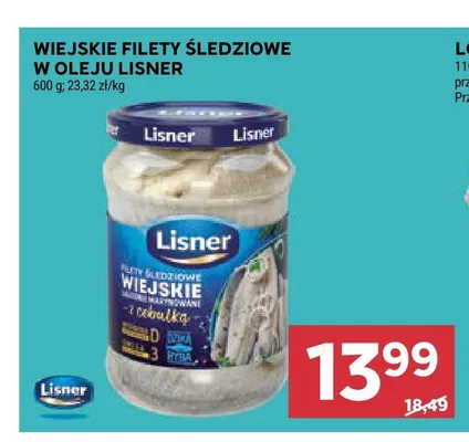 Wiejskie filety śledziowe w oleju Lisner promocja w Stokrotka