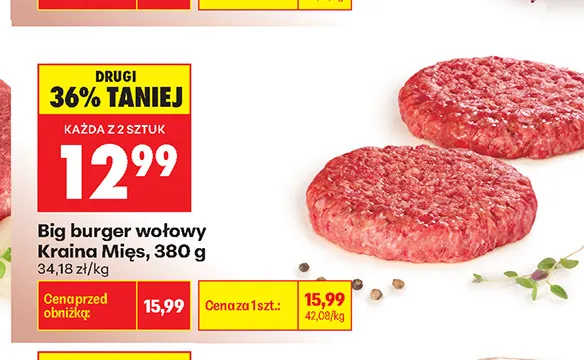 Big burger wołowy Kraina Mięs promocja w Biedronka