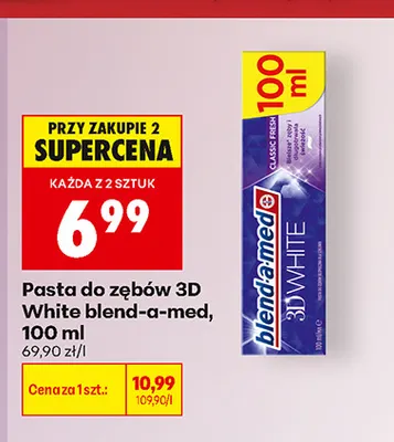 Pasta do zębów 3D White blend-a-med promocja w Biedronka