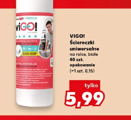 Ściereczki uniwersalne na rolce białe ViGO! promocja w Kaufland
