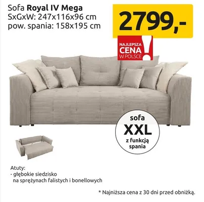 Sofa Royal IV Mega promocja w Black Red White
