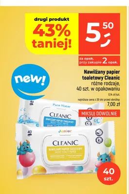 Nawilżany papier toaletowy Pure Water Cleanic promocja w Dealz