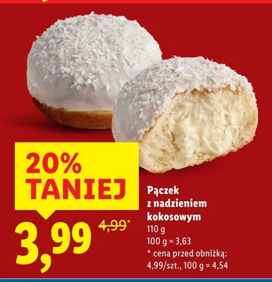 Pączek z nadzieniem kokosowym promocja w Lidl