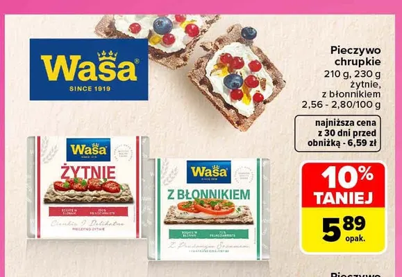 Pieczywo chrupkie z błonnikiem Wasa promocja w Carrefour