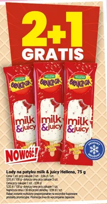 Lody na patyku milk & juicy Hellena promocja w Twój Market