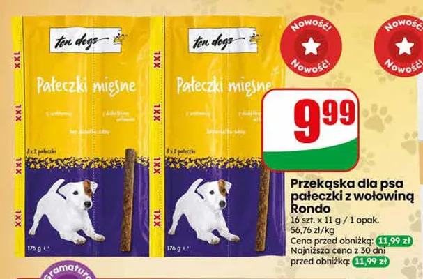 Przekąska dla psa pałeczki z wołowiną Rondo Ten Dogs promocja w Dino