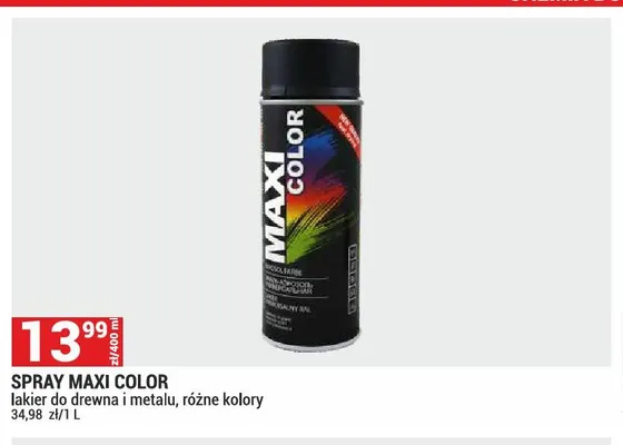 Lakier do drewna i metalu w sprayu Maxi Color promocja w Merkury Market