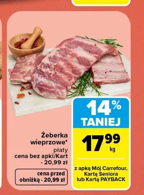 Żeberka wieprzowe płaty promocja w Carrefour