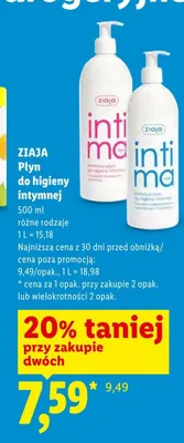 Płyn do higieny intymnej Ziaja Intima promocja w Lidl