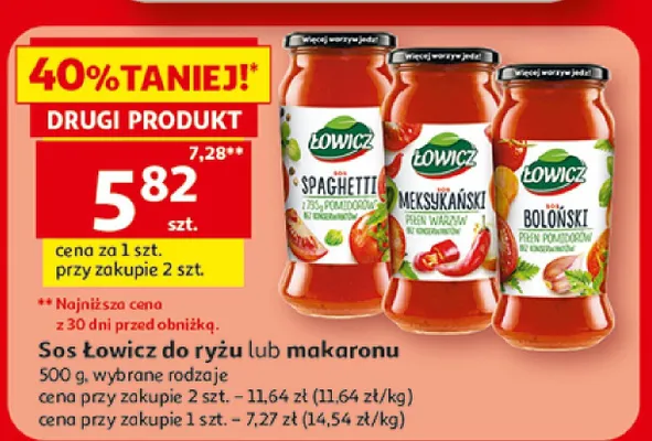 Sos Łowicz do makaronu promocja w Auchan