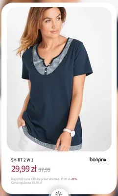 Koszulka damska Bonprix Shirt 2 w 1 promocja w bonprix