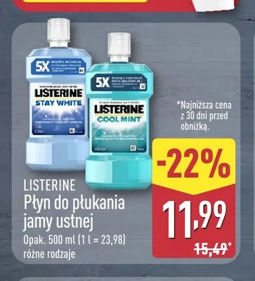 Płyn do płukania jamy ustnej Listerine Stay White promocja w Aldi
