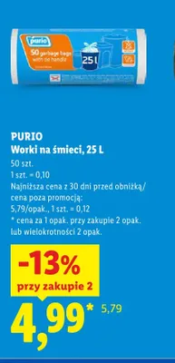 Worki na śmieci 25 l Purio promocja w Lidl