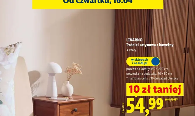 Pościel satynowa z bawełny 140 x 200 cm promocja w Lidl