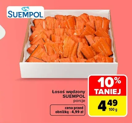 Łosoś wędzony porcje Suempol promocja w Carrefour