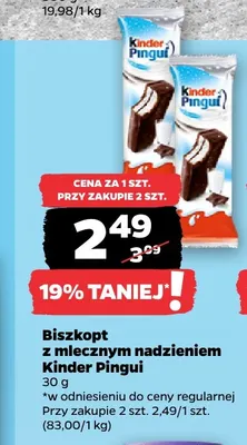 Biszkopt z mlecznym nadzieniem Kinder Pingui promocja w Netto